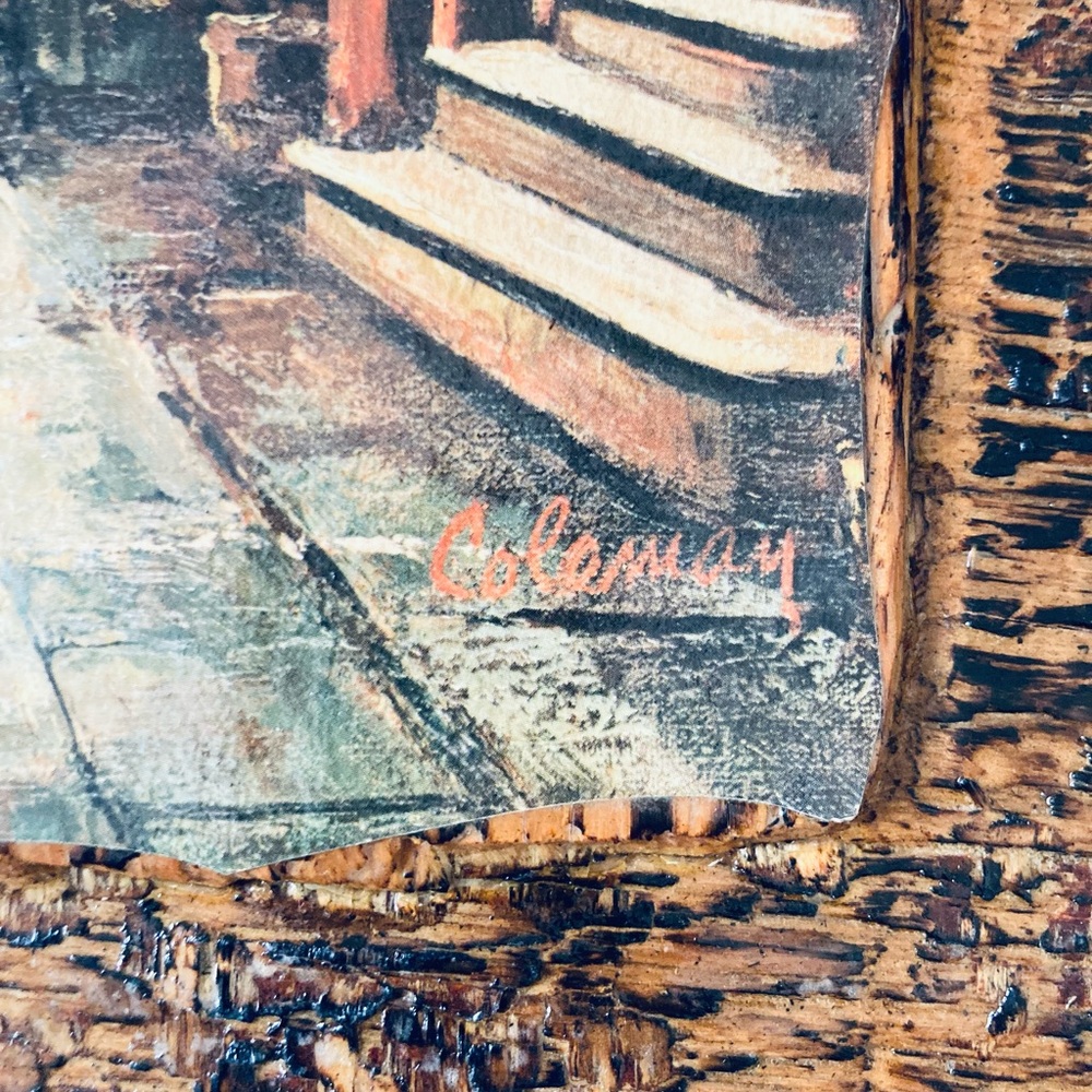 framed print titled "Four Courtyards" by O.L. Coleman, on Rustic wooden Frame - Picture 9 of 12